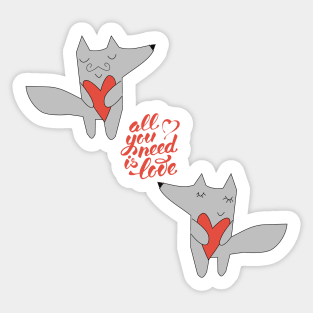 Fox in love All you need is love Sticker